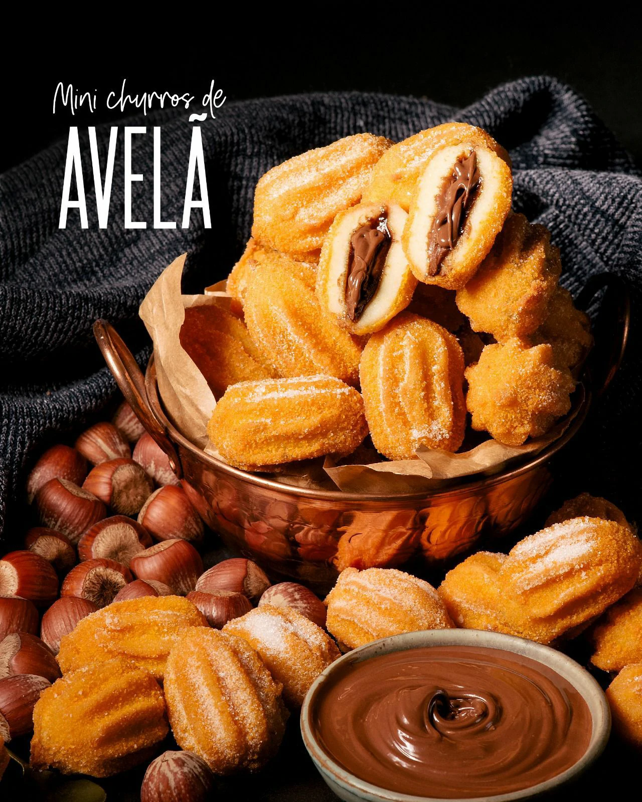 Mini churros de avelã
